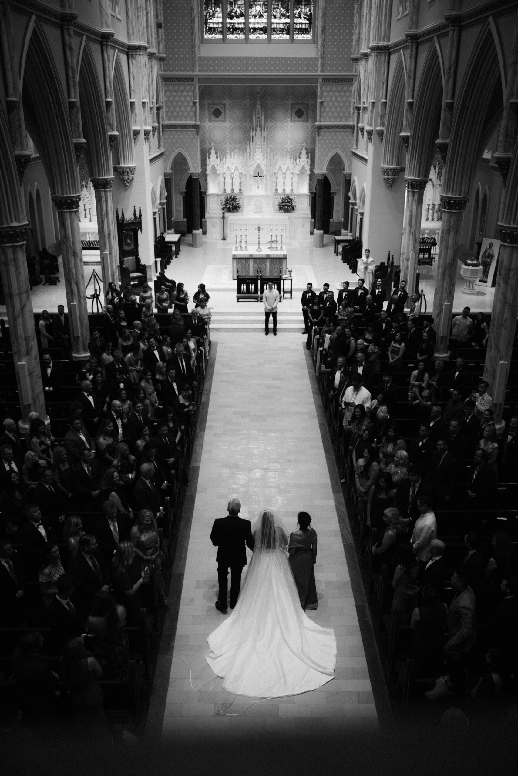 Wedding ceremony at the Cathedral of St. John the Baptist in Charleston, SC